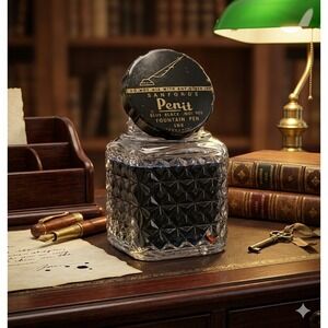 Vintage 1938 Sanford's Penit Fountain Pen Ink Bottle 2oz Quilted Glass